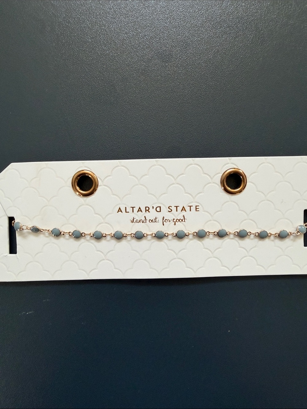 NWT Altar'd State Gold-Tone Bracelet with Pale Blue Beads